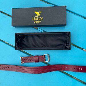 Double-tour leather oxblood Apple Watch band, 38/40/41mm silver